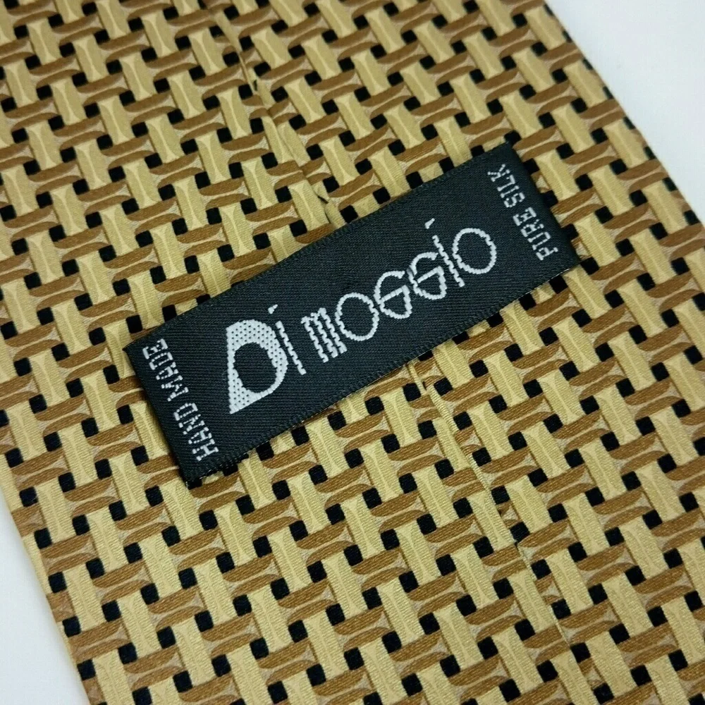 Dimoggio Gold Brown Black Geometric Silk Tie